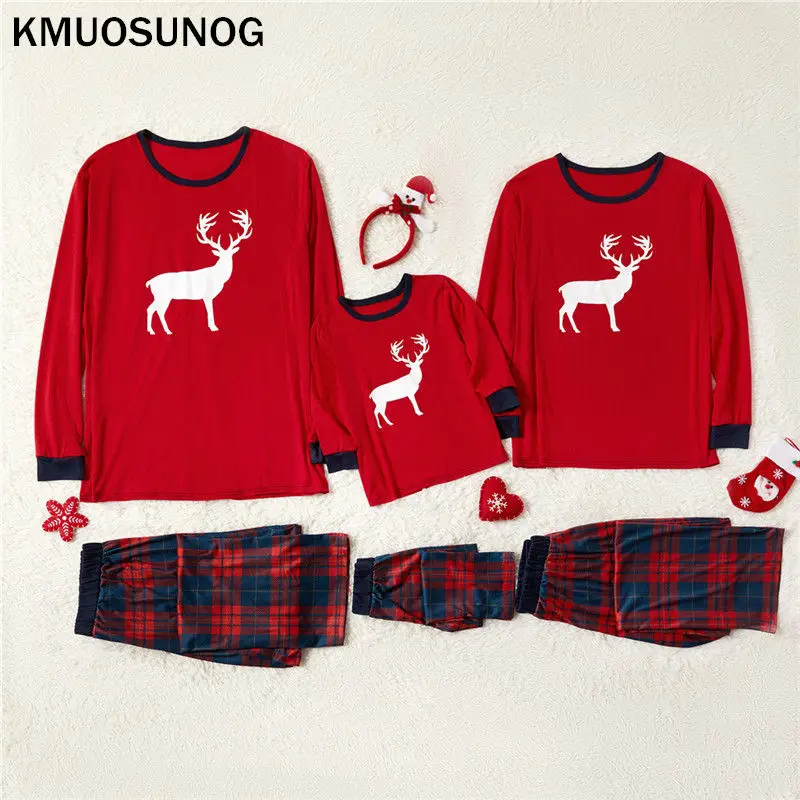 Red C0612 Рождественские пижамы одинаковые комплекты одежды для семьи одежда для сна для папы, мамы и ребенка Семейные пижамы C0612 - Цвет: Red C0612