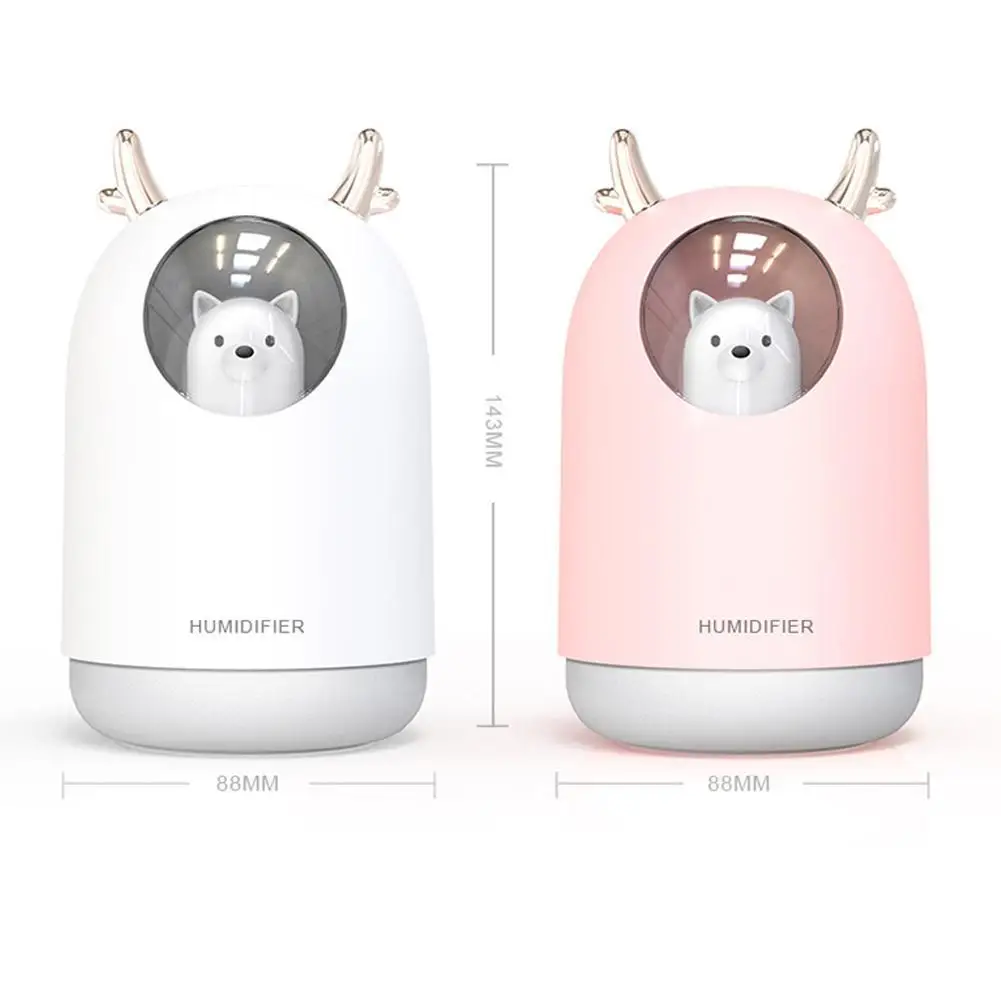 

Home Appliances USB Humidifier 300ml Cute Pet Ultrasonic Cool Mist Aroma Diffuser Romantic Color LED Lamp Humidificador