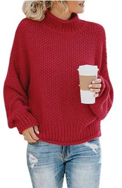 

Winter new style sweater women's thick thread high neck pullover sweater women Black