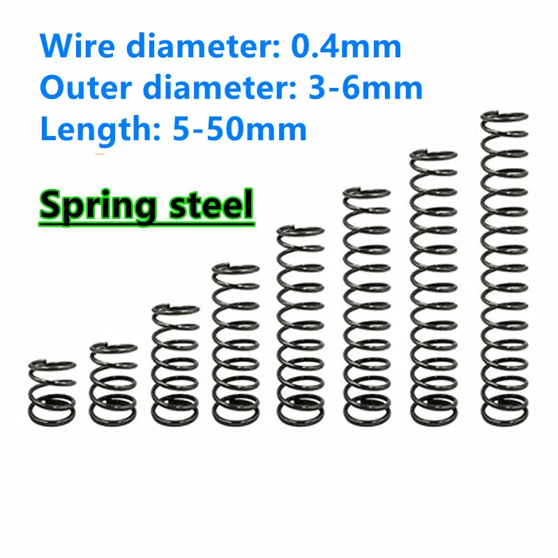 

10PCS 0.4*3 4 5 6*5-50mmSpring Steel Small Compression Release Mechanical Return Spring Pressure Spring