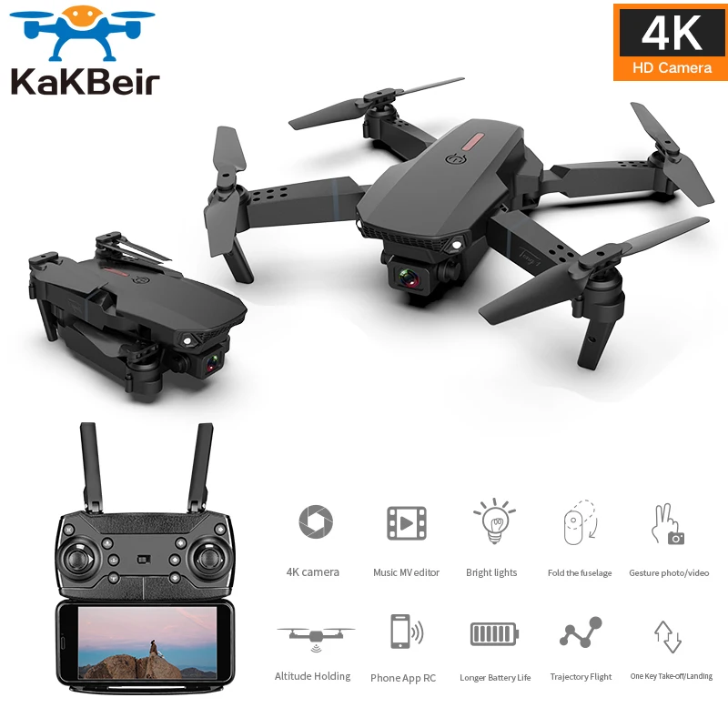 Радиоуправляемый квадрокоптер KaKBeir E88 Дрон с двойной камерой 4k HD визуальное
