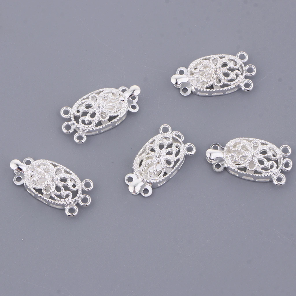 

5x Silver Stainless Steel Box Clasp Charms For Bracelets DIY Findings Crafts