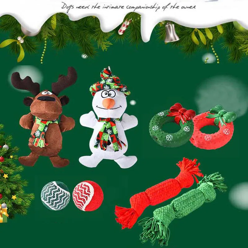Рождественские игрушки для домашних животных пищащие собак белая плюшевая кукла
