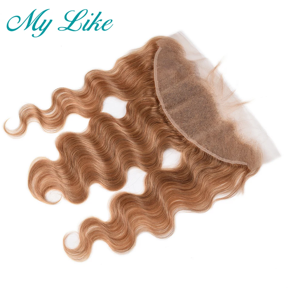 

My Like Brazilian Body Wave Hair color #27 Lace Frontal Closure Ear to Ear Human Hair Frontal 8-20inch Non-Remy 13x4 LaceFrontal