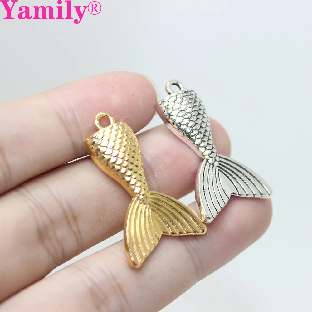 

10 шт./10 шт./31*19 мм Античное золото, серебро, чешуя Русалки, хвост океана, подвески для DIY ручной работы, ювелирные изделия, фурнитура