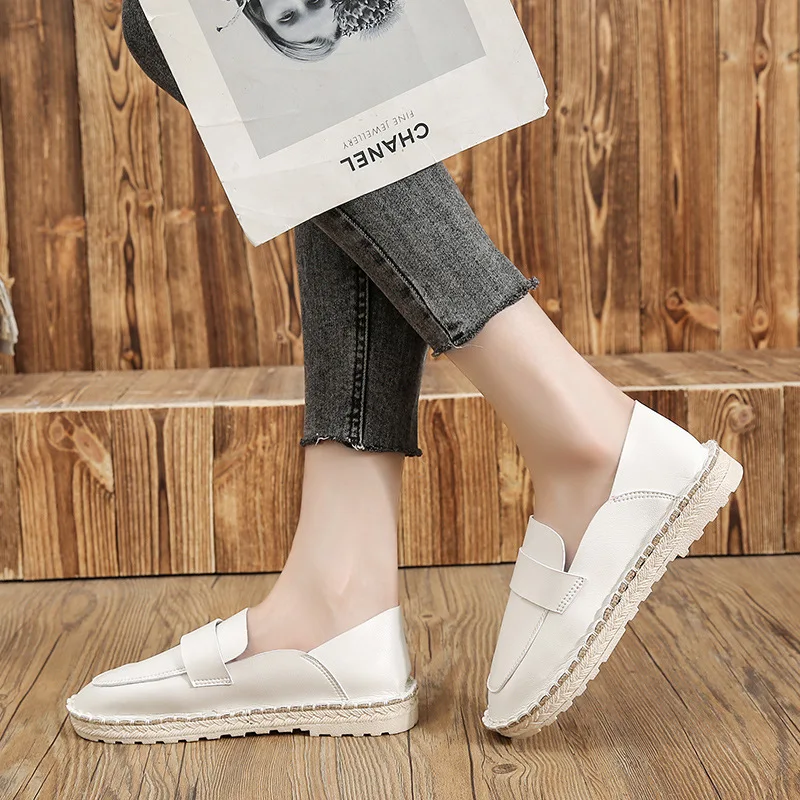 Autumn New Style Straw Fisherman Shoes Ladies Single Shoes Comfortable Slippers Flat Shoes Woven Espadrilles Loafers Women
