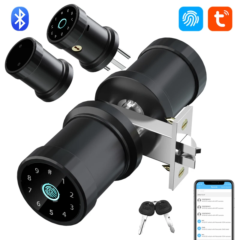 

Совместимый с Bluetooth электронный дверной замок с приложением Tuya, биометрический замок со сканером отпечатков пальцев и паролем