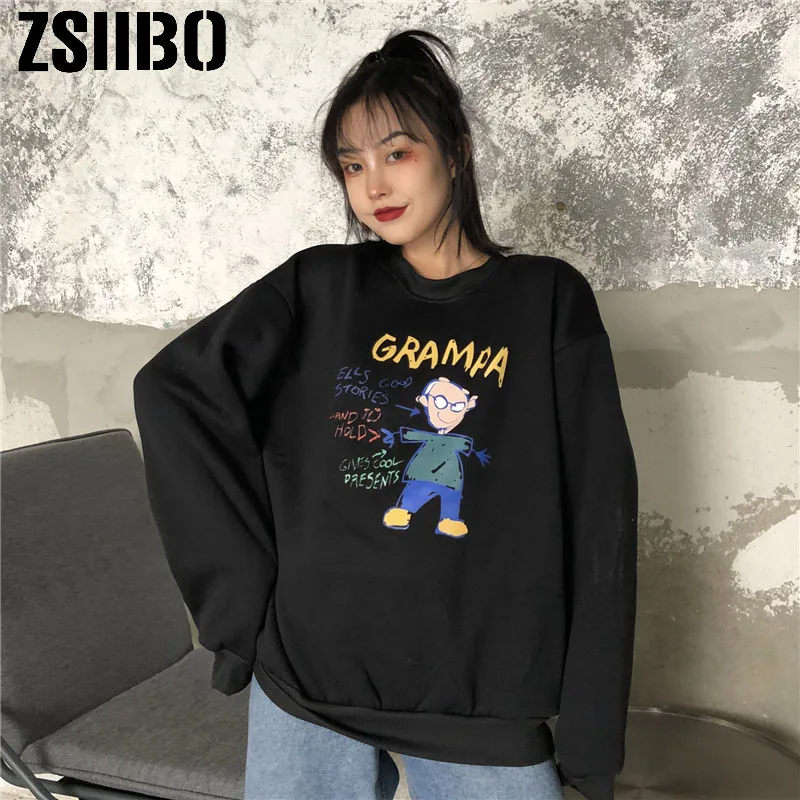 Женский свитшот с милым мультяшным принтом и надписью Модный пуловер в стиле