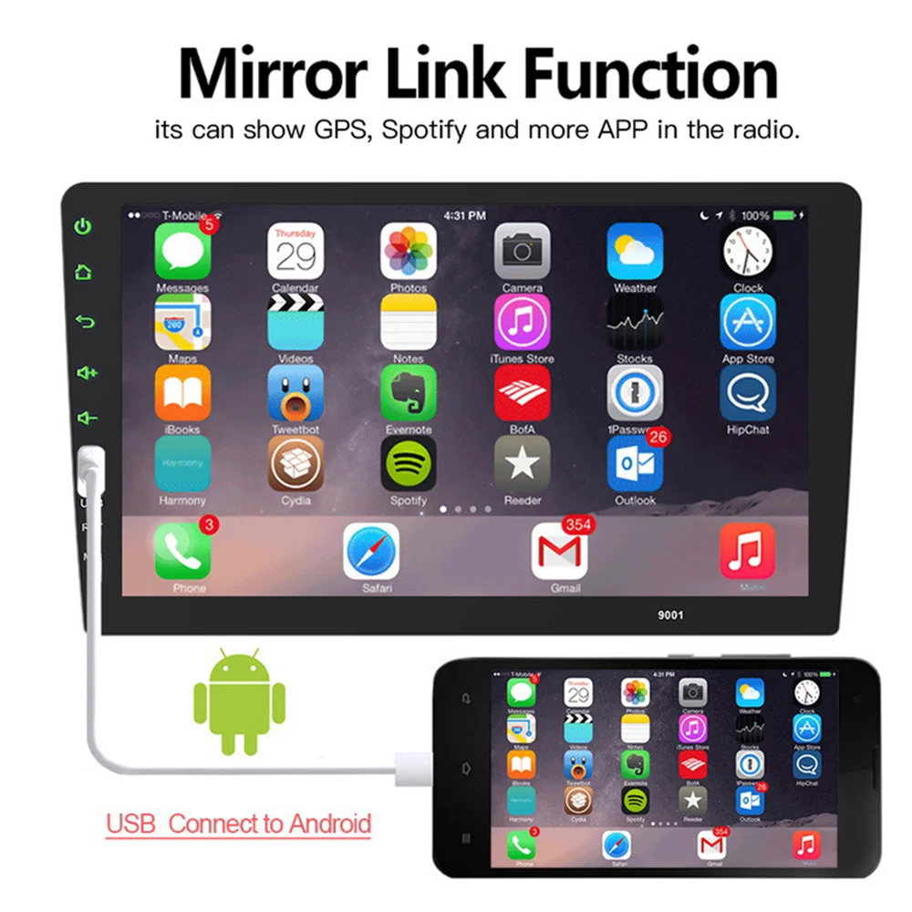 

Car Radio 1 Din 9â€ Bluetooth Audio Video MP5 Player With Camera Large Touch Screen Reversing Image LED Display For Apple Carplay