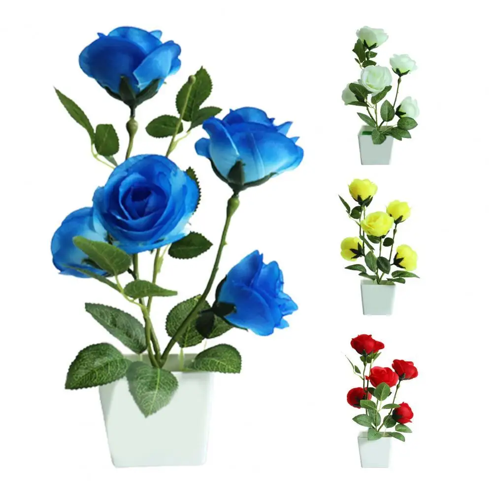 

1 Set Artificial Potted Plant Ornamental Charming Plastic Easy toMaintain Simulation искусственные цветы Rose Flower for Balcony