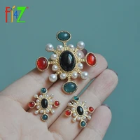 f j4z 2019 women luxury stone brooches fashion elegant simulated pearl pins earrings female gifts coat accessories dropship