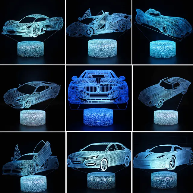 Kühlen Supra Auto 3D Nacht Licht LED 7/16 Farben Ändern LED Kinder Nacht  Licht Beroom Atmosphäre Tisch Lampe Jungen Geschenke spielzeug - AliExpress