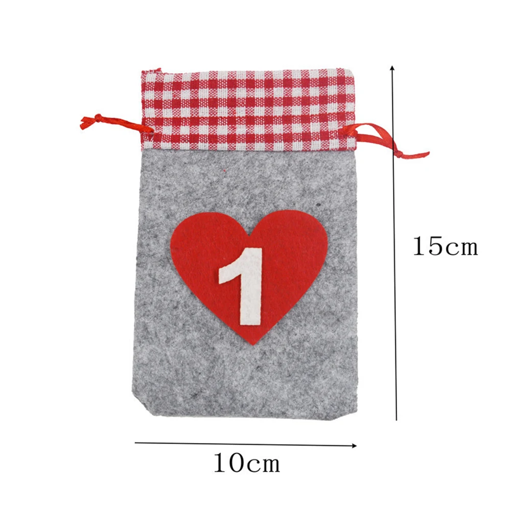 

24Pcs Christmas Candy Bag Grey Felt Candy Drawstring Bag Rope Clip Pouch Christmas Party Kids Gift Hanging Packing Bag Set