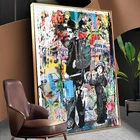 Картина на холсте, с абстрактным изображением граффити, для гостиной, спальни