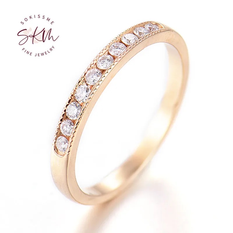 

Модные бриллиантовые кольца SKM для женщин, брендовые дизайнерские обручальные кольца из розового золота 14 к, дизайнерские Роскошные Изящны...