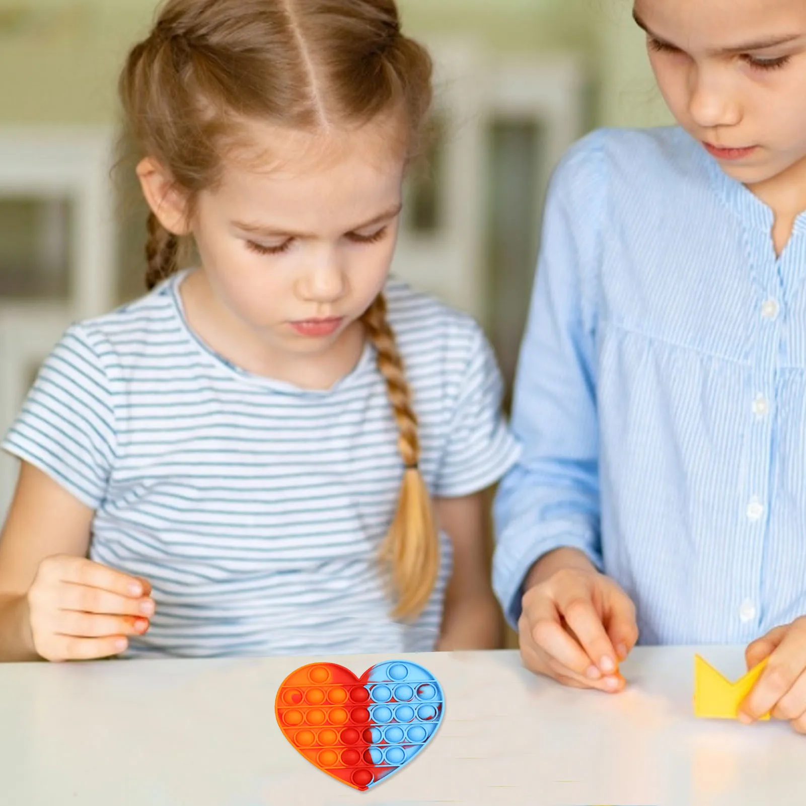 

Rainbow Heart Shaped Bubble Sensory Toy Hand Workout Squeeze Toys Help restore mood home essential interactive play Durable