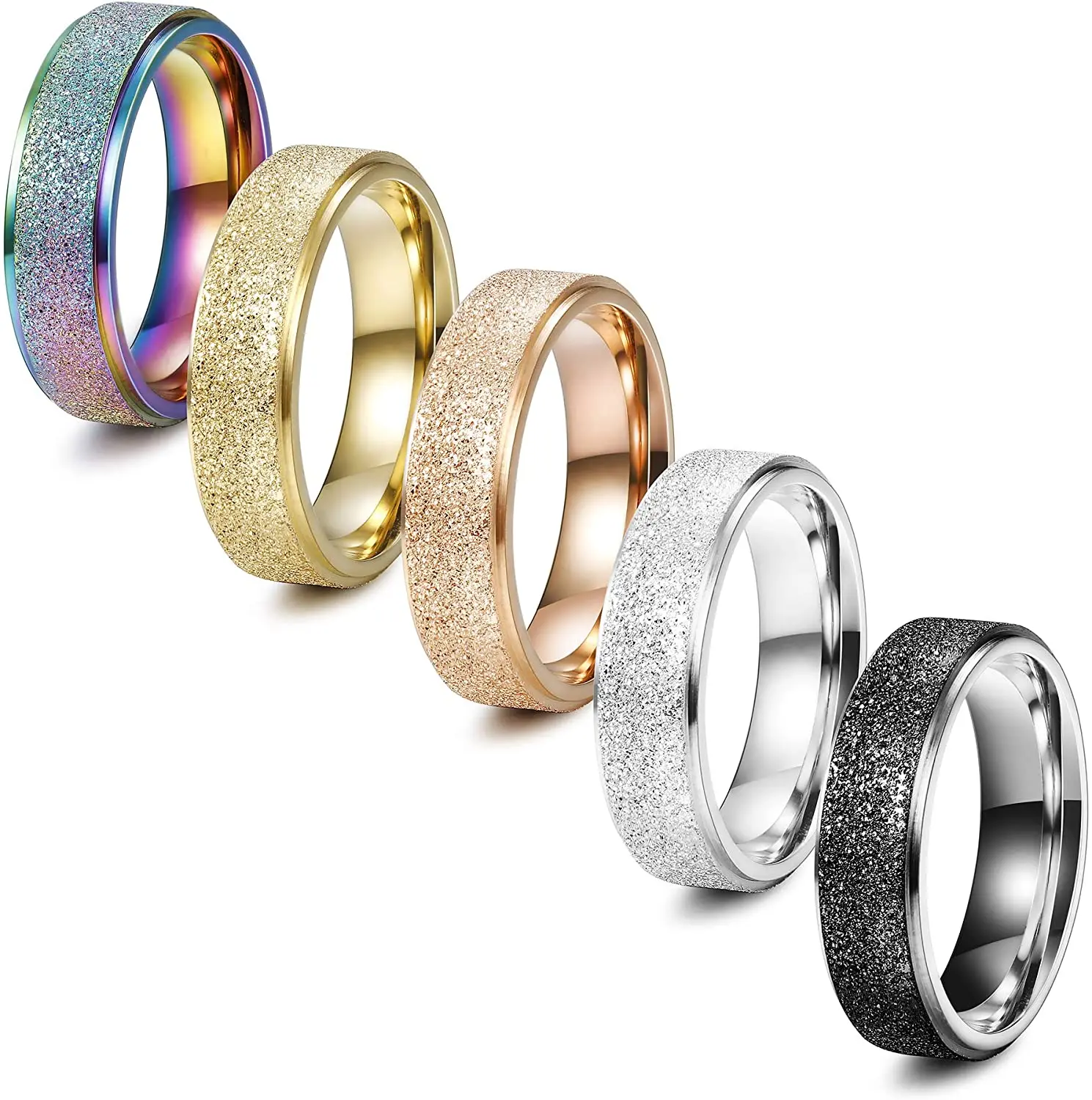 

6MM Colorful Titanium Steel Spinner Ring for Women Men Cool frosted Fidget Band Rings Celtic Stress Relieving Wedding Band Rings