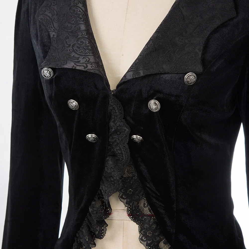 Женская куртка в готическом стиле стимпанк черный воротник летучая мышь