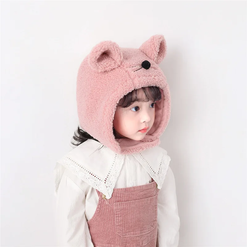 

Doitbest 2 to 6 years old baby kids beanie Little mouse lamb wool boy's Knitted hats winter 2 pcs boy girl hat scarf set