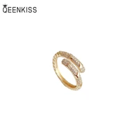 qeenkiss rg720 fine jewelry wholesale fashion trendy woman girl birthday wedding gift resizable open aaa zircon 18kt gold ring