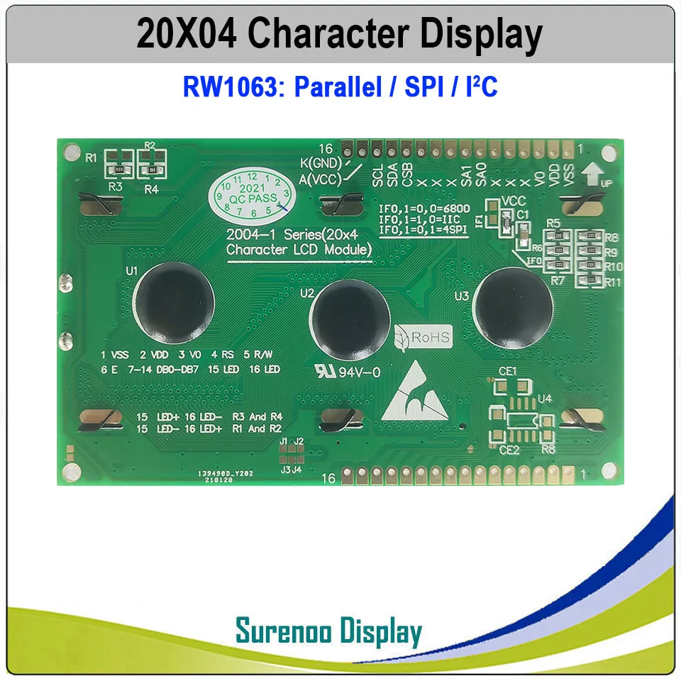 204 20X4 2004 IIC I2C SPI RW1063 желтый зеленый синий символьный ЖК-модуль экран дисплея LCM