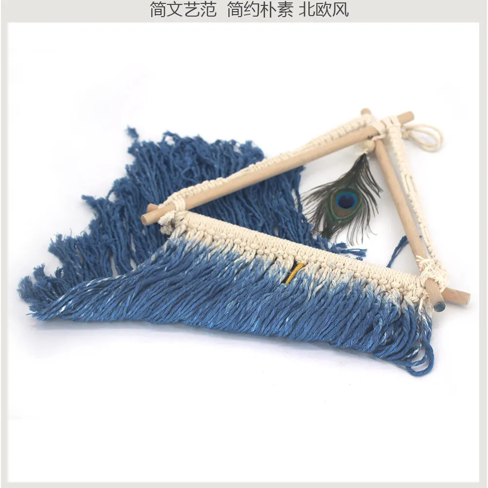 Скандинавский креативный Тканый гобелен треугольные перышки павлина домашний