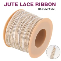 1 roll 10 meter jute burlap hessian ribbon with rustic lace wedding party diy decor clothing sewing supplies