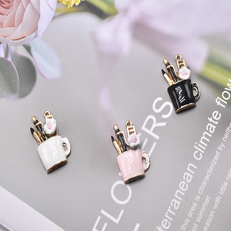 Эмалированные Подвески в виде красивых цветов чашки чая 10 серьги браслеты