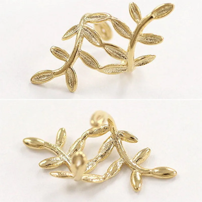 1 шт. модные сережки-манжеты в форме листа Серебряного и золотого цвета стиле панк