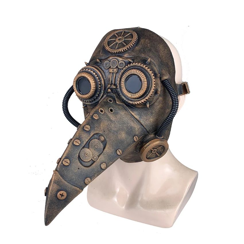

Plague Doctor Mask Latex Steam Punks Halloween Cosplay Mechanical Gear Decorate Beak Masks Carnival Black Death Masquerade Prop