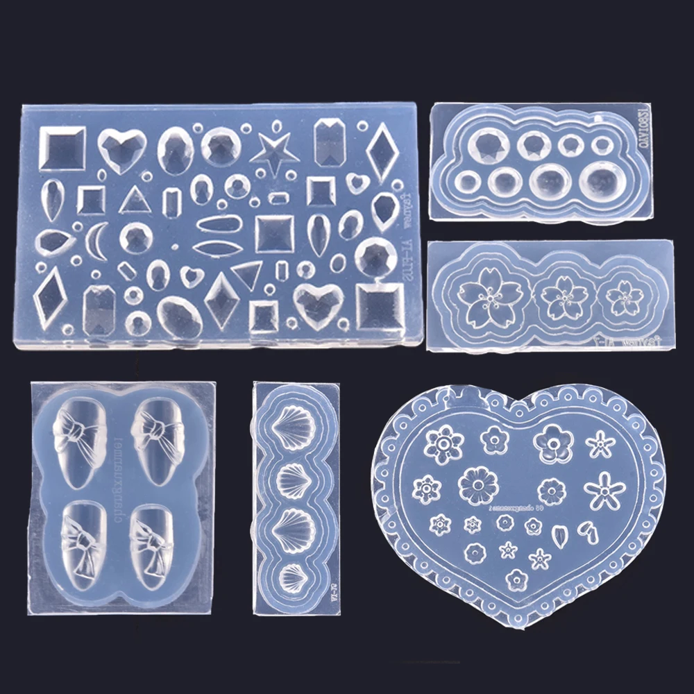 

Nail Polish Glue Phototherapy Filled Silicone Mold Nail Art Design Candy Jelly Carved Geometric Flower Abrasives Nail Decoration