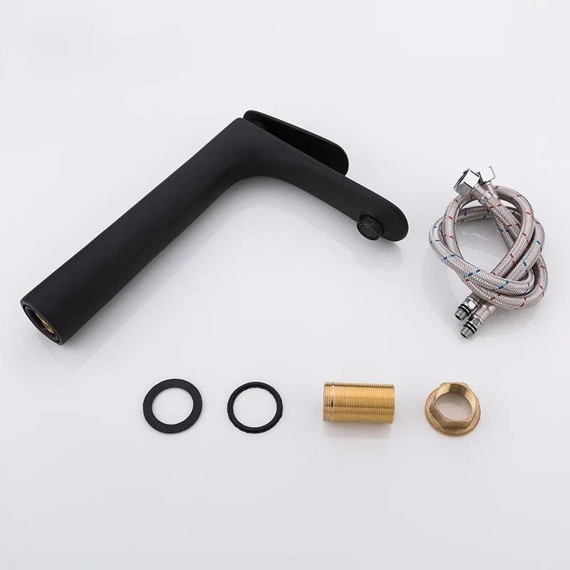 

2021Black Brass Basin Faucet Single Handle Waterfall Basin Mixer Tap Hot & Cold Bathroom Faucets Sink Waterfall Faucet