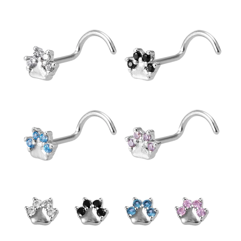 

1pc Nose Ring & Studs Stainless Steel Nose Piercing CZ Crystal Nostril Screws Nariz Stud Bar Pin for Women Man Body Jewelry 20G