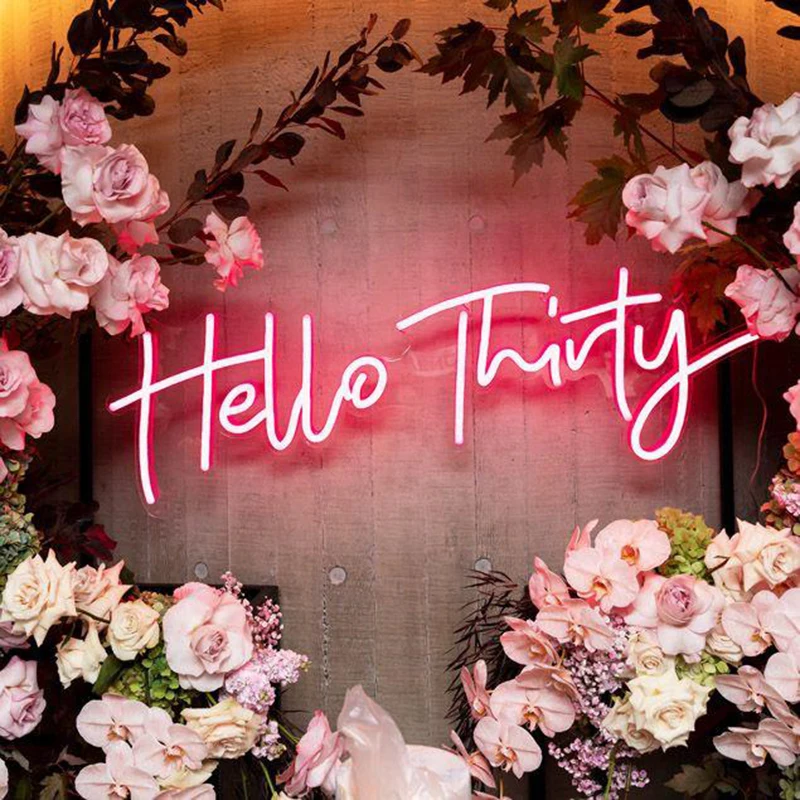 

Custom 12V Led Neon Signs Light for Hello Thirty Acrylic Home Room Wall Decoration Ins Party Wedding Signs