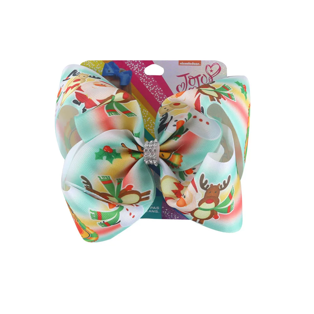 Новые банты для волос заколка Рождество 8 дюймов большой бант девочек Стразы