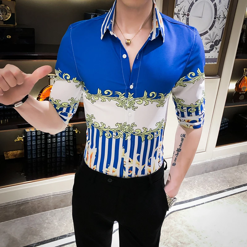 Вечерние рубашки для ночного клуба Blusa Camisa Masculina дизайнерские полосатые мужские