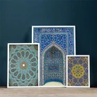 Марокканские синие настенные художественные винтажные плакаты с принтами на потолке, гробница в стиле ретро, современная мечеть, персидский холст, картины, домашний декор