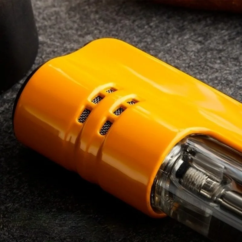 

OOHIBA Cigar Lighter Windproof Inflatable Lighters Blue Flame Straight Transparent Visible Gas Lighters Smoking