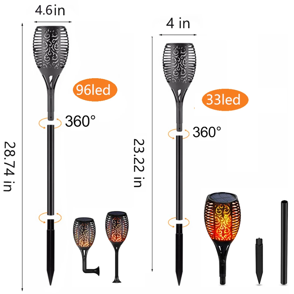Садовая Солнечная лампа IP65 водонепроницаемая садовая с мерцающим пламенем