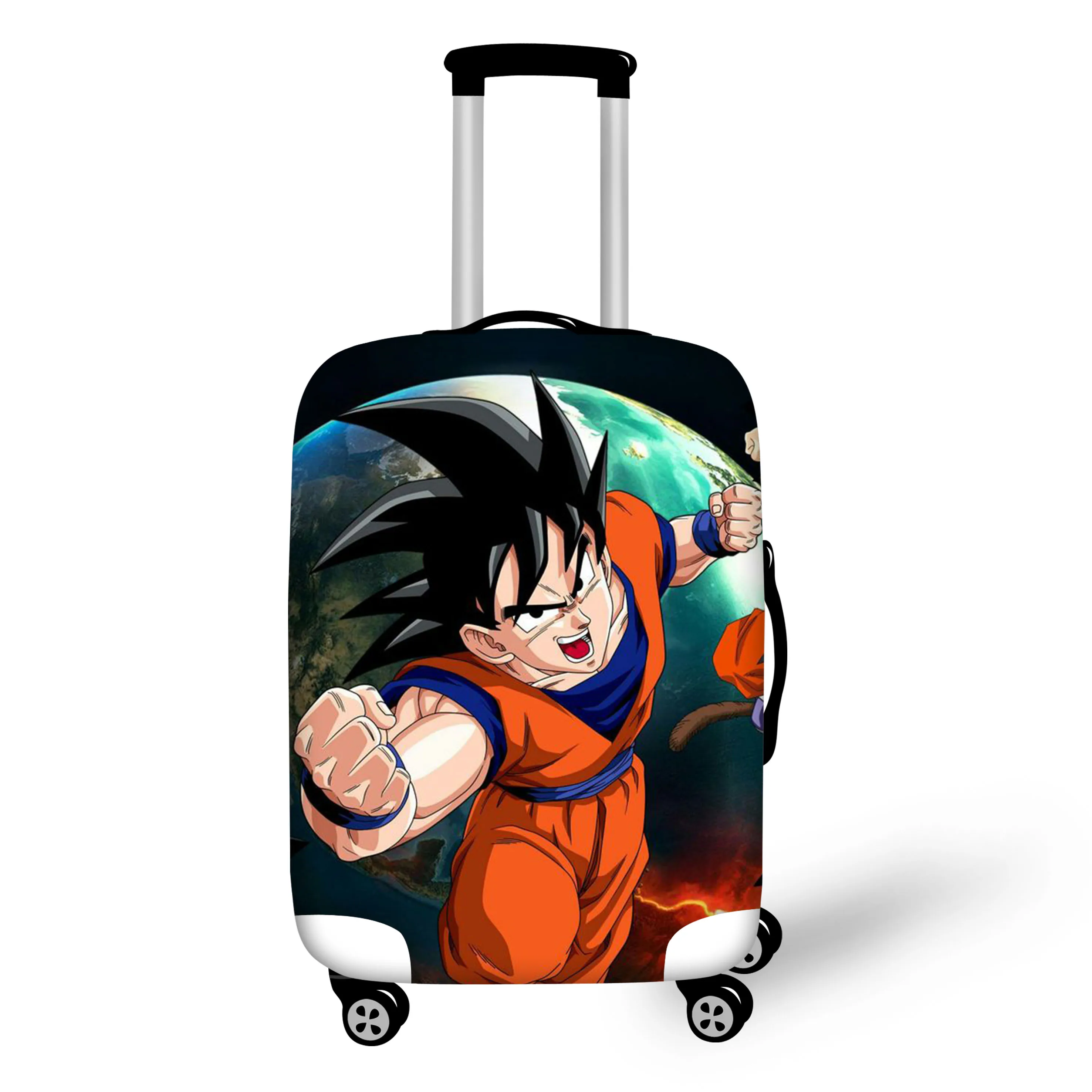 Защитный чехол ELVISWORDS Son Goku Dragon Ball с принтами для багажа, набор с биркой, аксессуары для путешествий, пылезащитный эластичный чехол для чемодана - Цвет: QC010