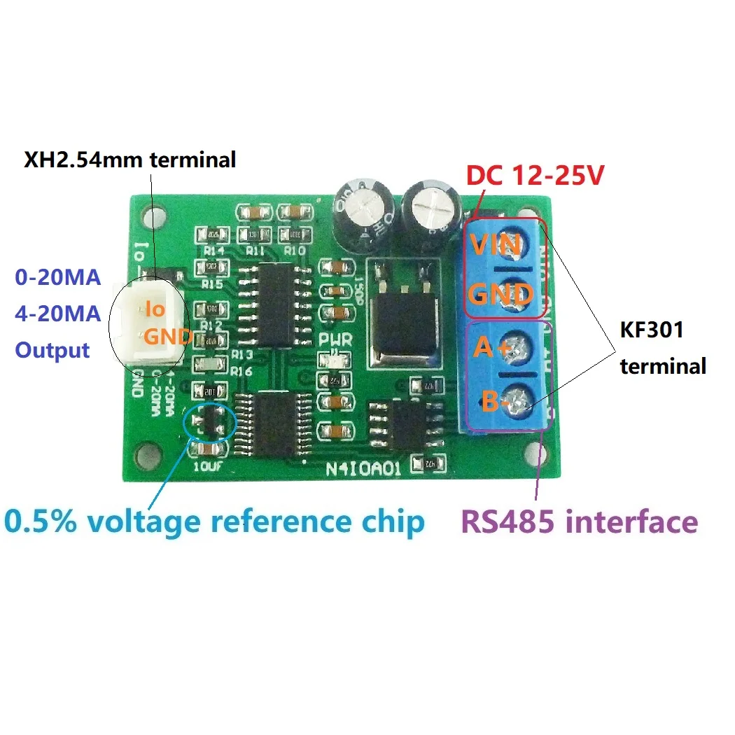 Dc 12v модуль dac rs485 до 4-20ma/0-20ma генератор сигналов тока pwm в dc аналоговый