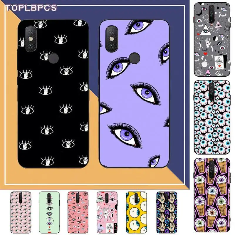 TOPLBPCS глаза ресницы эстетическое чёрный чехол для телефона Корпус RedMi note 9 4 5 6 7 5a 8