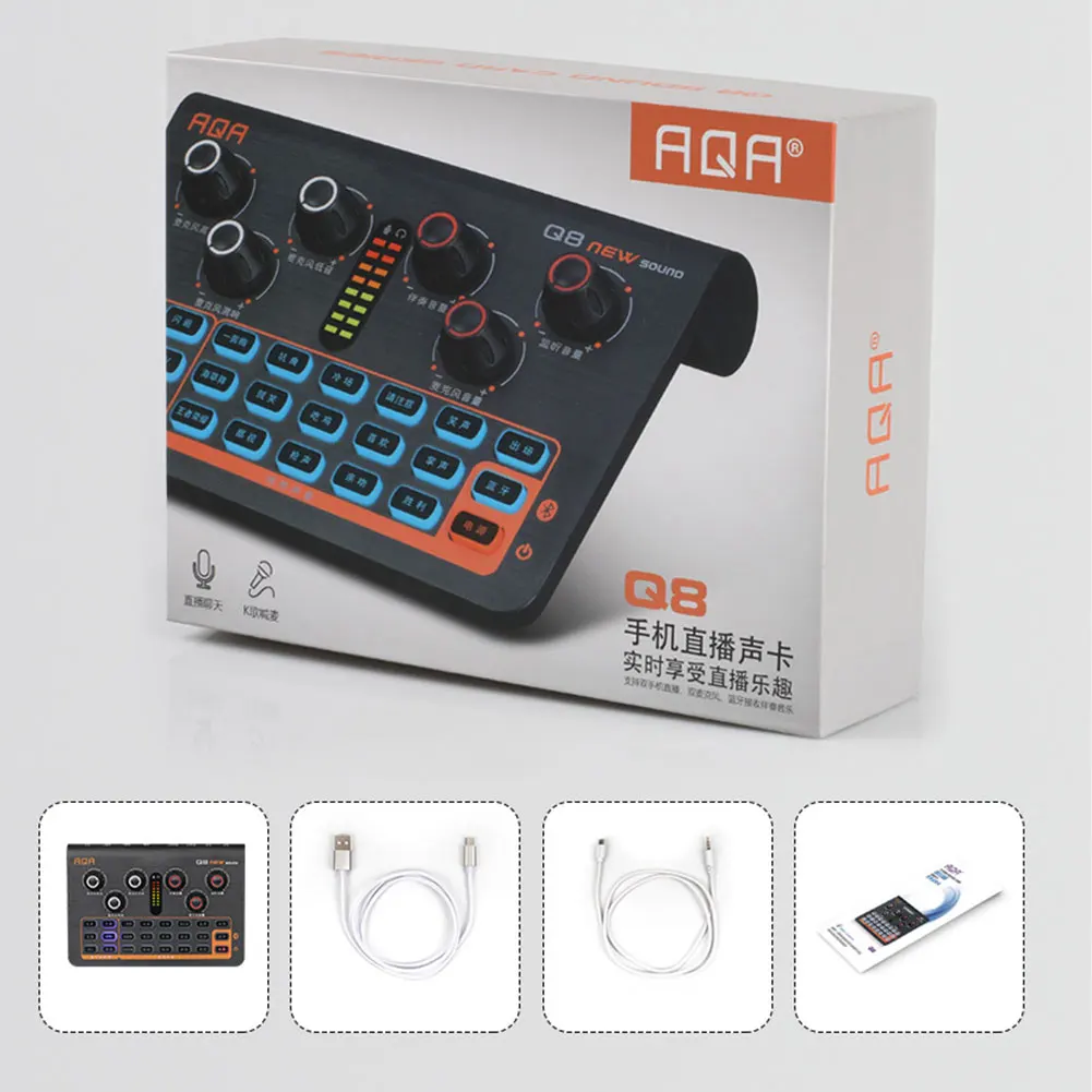 

Universal BT 3.5mm Audio Interface Live Streaming Recording Sound Card Voice Changer Audio Mixer with 16 Sound Effects for Phone