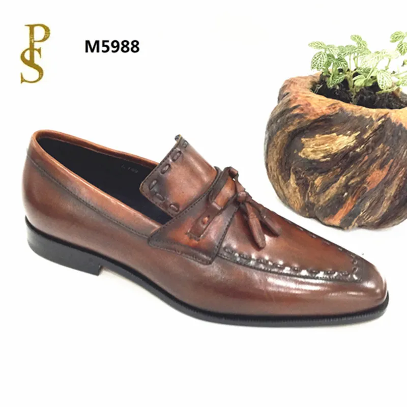 Мужская модельная кожаная обувь ручной работы подошва из натуральной кожи