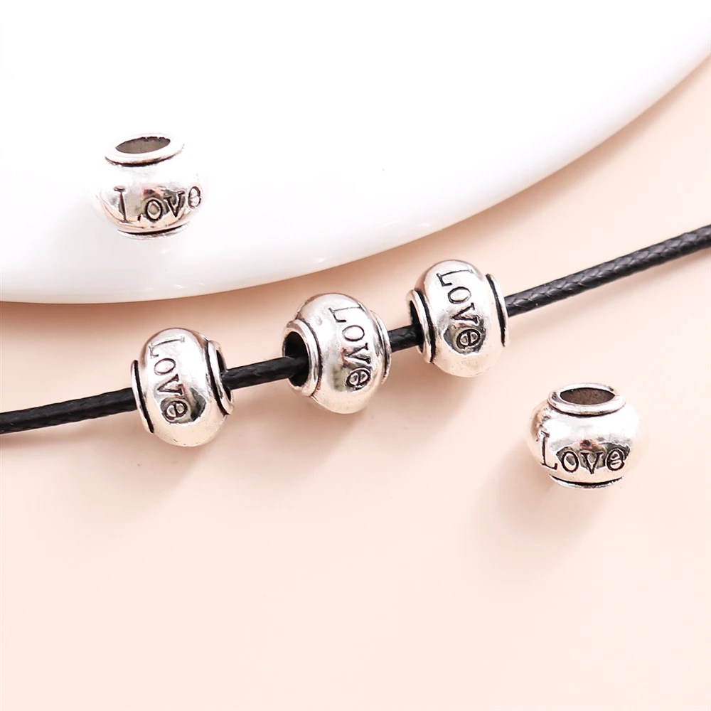

6PCS Silver Plated Love Bead Accessories For Women's Pandora Style Charm Bracelet Necklace DIY Jewelry Making