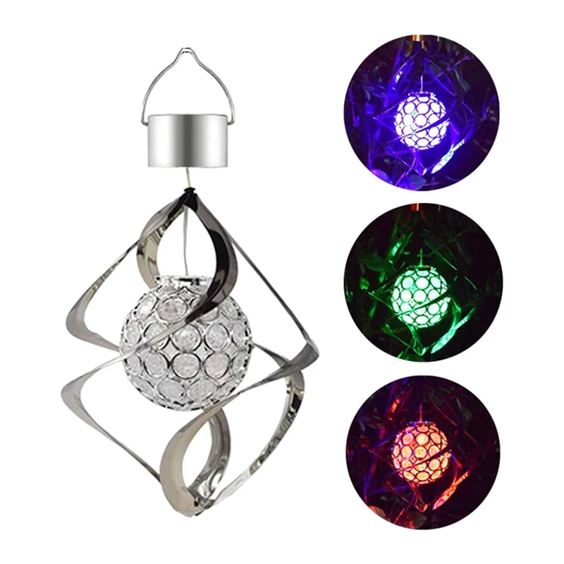 

2 Pcs Solar Power Wind Chime Color Changing Hanging Light Decor Hanging Spiral Garden Spinner Light for Outdoor Garden