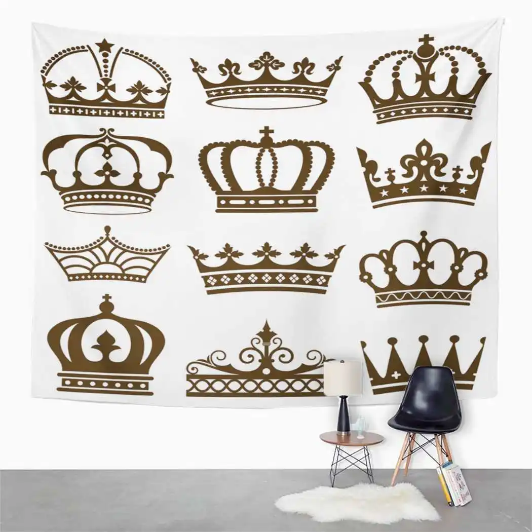 Простой разделенный гобелен с коронами настенный декоративный коврик для