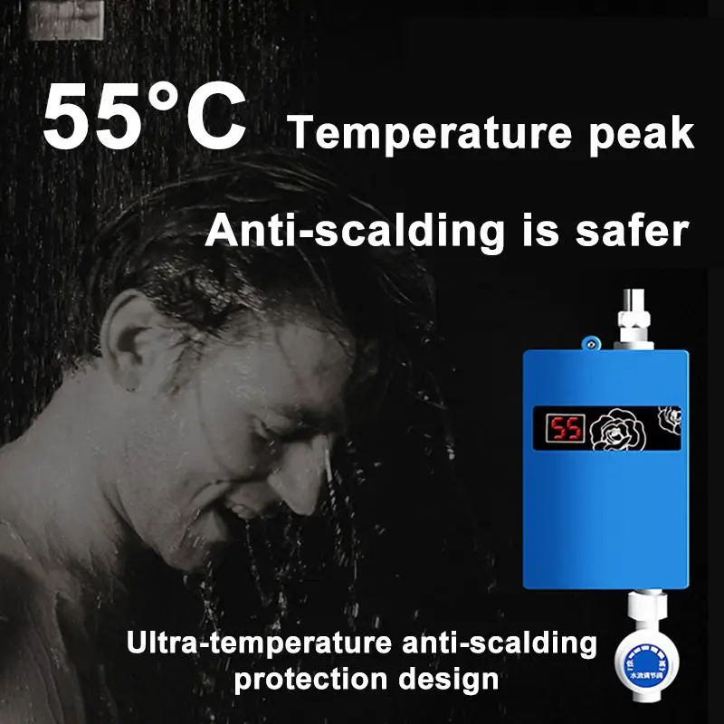 Universal 300W Electric Water Heater Instant Tankless Water Heater 220V 3KW Temperature display Heating Shower+Shower Nozzle