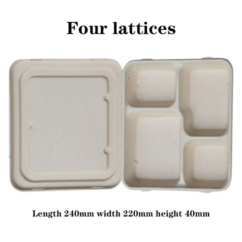 

New Environmental Protection Paper Pulp Disposable Lunch Box Cane Pulp Multi-lattice Rectangular Lunch Box Outdoor for Outdoor