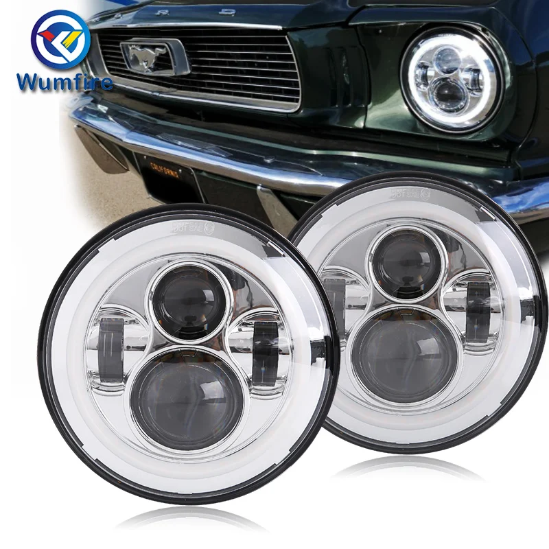 For Jeep Wrangler JK LJ CJ Lada 4x4 Headlights Bulb with red or amber Halo Angel Eye Colorful Ring DRL & Turn Signal Lights | Автомобили